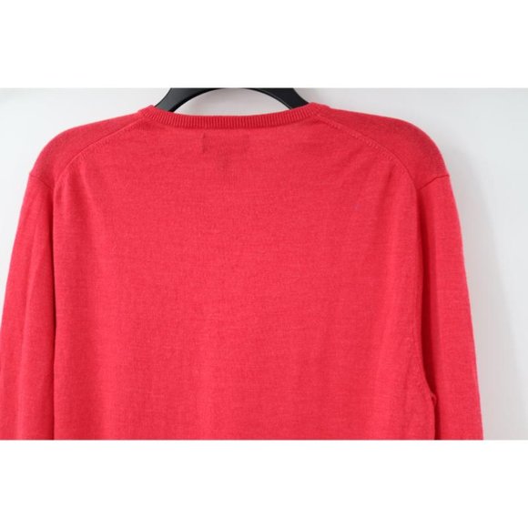 bonobos sweater Mens Large V-neck slim fit red merino wool knit jumper solid - Picture 7 of 9